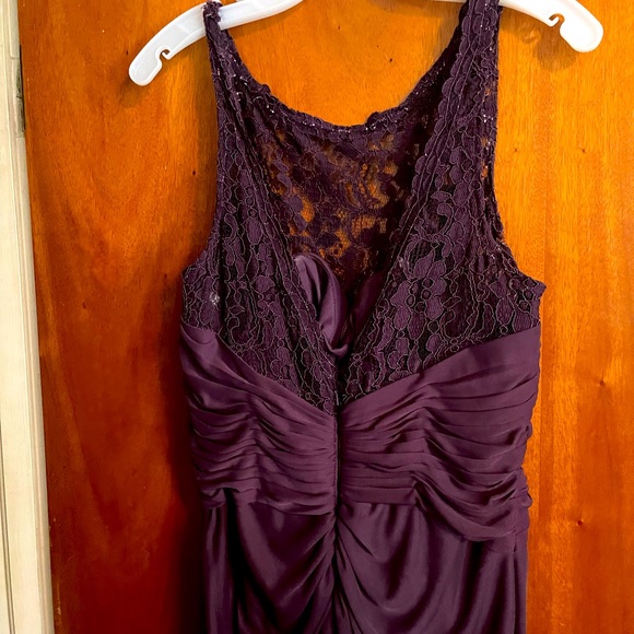 David’s Bridal floor length bridesmaid dress in color Plum. - Picture 2 of 3